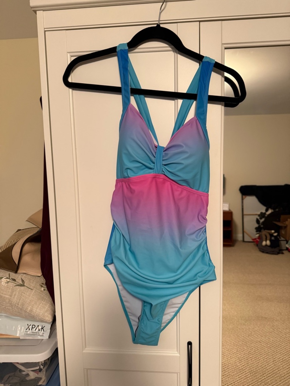 Gradient Pink to Blue One-Piece Swimsuit